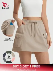 BALEAF High Waisted Active Cargo Skorts for Women with Pockets, Multi-Purpose Tummy Control Skort, UPF 50+ Water Resistant Hiking Skirt for Tennis Golf Gym Running Travel Lightweight Stretch Comfy Teacher Casual Outdoor Sun Protection Skirt  #Summervibes