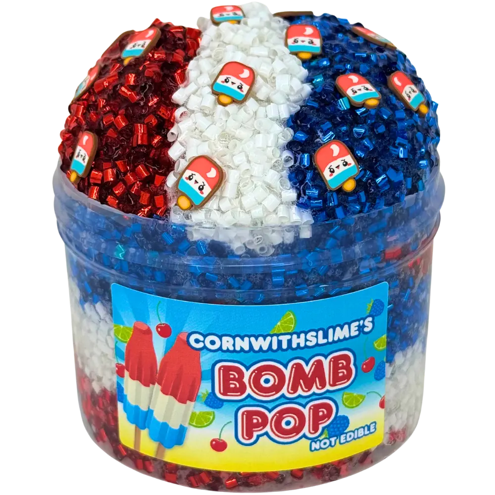 Bomb Pop 8oz Slime Bingsu Texture Scented Cherry + Blue Raspberry