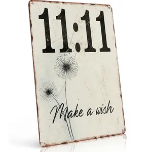 11:11 Make a Wish’ 8x12in Aluminum Sign — What Do You Wish For?  | Wish Wall Art  for Home Decor Signage Decoration Cozy Magical