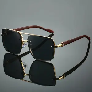 Fashion Retro Square Metal Shades Women's Original Brand Design Driving Sunglasses New Double Bridge Pilot Sun Glasses