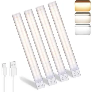 4/8 Packs Rechargeable Under Cabinet LED Lights, 3 Color Temperatures, Dimmable Motion Sensor Lights for Kitchen, Pantry, Bedroom & Festival Decoration