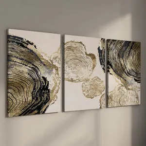 3 Counts Wood Framed Canvas Modern Art Design Luxury Gold Texture Artistic Wall Art, Ready To Hang, Artwork Wall Painting For Gift, Wall Picture for Living Room, Bedroom, Dining Room, Dorm, Bathroom, Home and Office Wall Decor