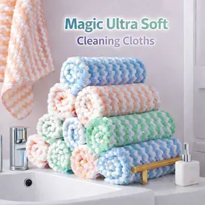 Homaxy Magic Soft Microfiber Cleaning Cloths, 48-Count 10.1in x 10.1in Thick Towels (Red, Blue, Green) - High-Absorbent, Scratch-Free, Quick-Drying, Reusable Kitchen Home Care Accessories