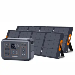 ALLWEI LiFePO4 Solar Generator 1200W with 2 * 200W Solar Panel, 1008Wh Portable Power Station, Fast Charge in 1.5H, 4 AC Outlet, Solar Power Battery Generator for CPAP RV Outdoor Camping Home Use