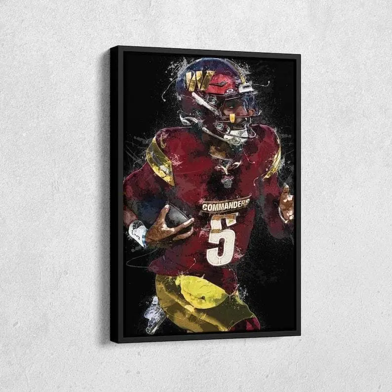 Jaylen Daniels Poster - Washington Commanders Football Wall Art, Home and Man Cave Decor, Watercolor Style Print [UNFRAMED - PRINT ONLY]