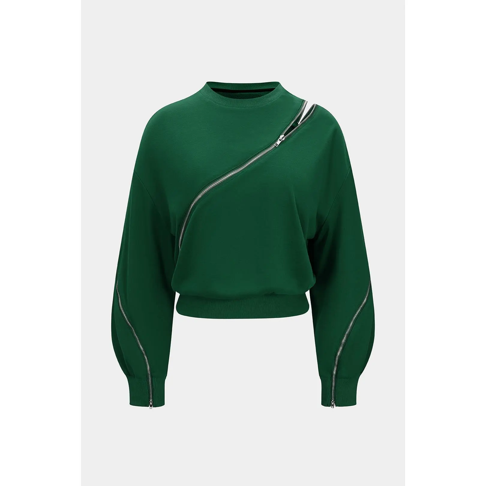 Women's Basic Loose Fit Ribbed Scuba Sweatshirt, Solid Quarter-Zip Polyester Long Sleeve Pullover for Casual Daily Wear