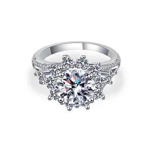 【#X13】(Sunflower) 925 Sterling Silver Synthetic Moissanite ring
