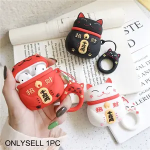 1 Lucky Cat shaped headphone protective case, durable silicone headphone case with anti drop function, Apple wireless Bluetooth headphone case, suitable for AirPods 1/2/3/4/pro/pro2/pro3