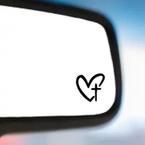 4pcs Stylish Heart-with-Cross Universal Car Stickers, Durable Vehicle Exterior Decoration for Car Personalization