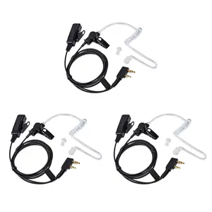 Two-Way Radio Earpiece w/Mic ,Acoustic Coil Tube Headset Compatible with Kenwood, Baofeng, Retevis, Pxton, Wouxun TH-F6 TK-208 UV5R/Plus PX-777/Plus KG-699 etc. Walkie Talkie for Police Security and Law Enforcement Use(3 Pcs)