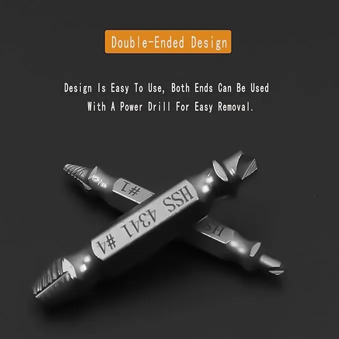 6 Pcs Screw Extractor Set for Stripped & Broken Bolts, Professional Damaged Screw Remover Kit with Storage Case, Hardened Steel Easy-Out Tool with Hex Shank Non-Slip Design, 2-Step Drill & Remove for DIY Automotive Plumbing Mechanical Repair