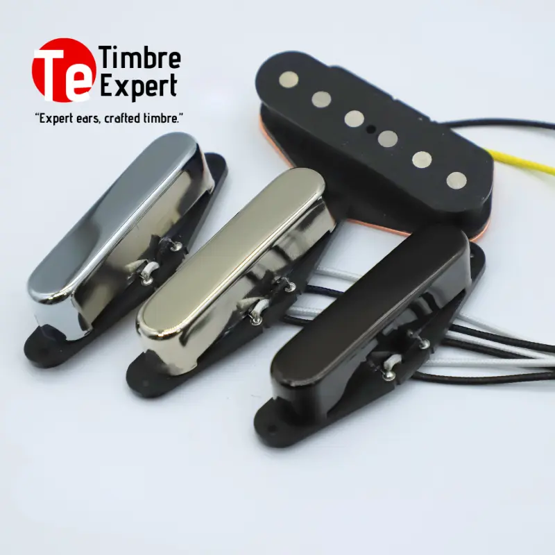 TimbreExpert TE-VT4 "Wild-Twang" Alnico V Telecaster Pickup Kit with Brass Covers, Explosive Twang, Modern Country & Rock Tone (Chrome, Nickel, Black)