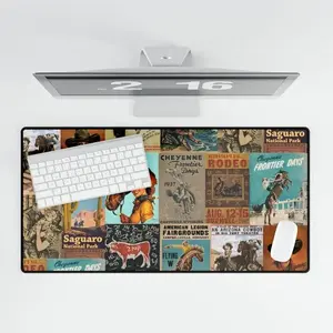 Retro Western Desk Mat Cowgirl Southwestern Desk Mat Cowboy Decor Ranch Desk Pad Cowgirl Americana - Waterproof XXL Desk Mat - Office Set Up - Gaming Accessories - Desk Decor - Trendy Mousepad