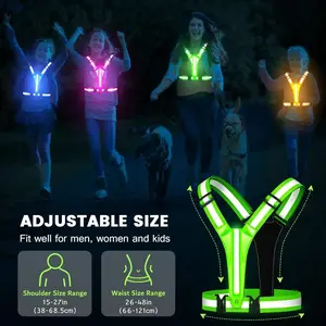 LED reflective running vest equipment, illuminating vest runners' nighttime walking USB charging, up to 11 hours of adjustable lighting/suitable for both men and womenRAIMENTRY