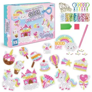 Diamond Painting Keychain DIY Kit, Unicorn Ice Cream 3D Acrylic Base, Waterproof Mini Drill Tools Set, Personalized Bag Accessories, Diamond Painting Kits, DIY Craft Supplies