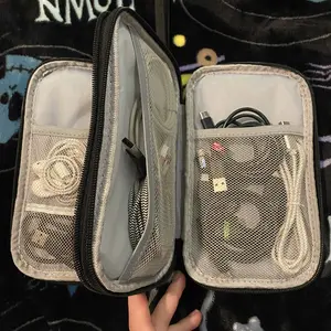 Product Review of Cable Storage Bag, Portable Double Layer Makeup Storage Box, Waterproof Stationary Storage Container, Travel Organization Pouch for Outdoor Travel, Gift Choice #TOP PICKS from 𝓔**𝓪