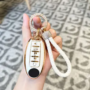 for  Nissan Altima Maxima 5 Buttons Key Fob Cover，Premium Soft TPU Smart Key Fob Case Compatible with Infiniti JX35 Q50 Q60 QX56 QX60 QX80