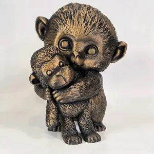 Punch Monkey with Stuffed Animal Viral Zoo Monkey Statue 3d Print Hand Painted 6 Inches tall Collectible Figurine