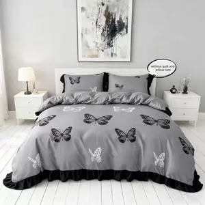 3-Piece Butterfly Print Bedding Set, Includes Duvet Cover and Pillowcases, Soft Comfortable Home Bedroom Accessories, Soft Bedding Sets