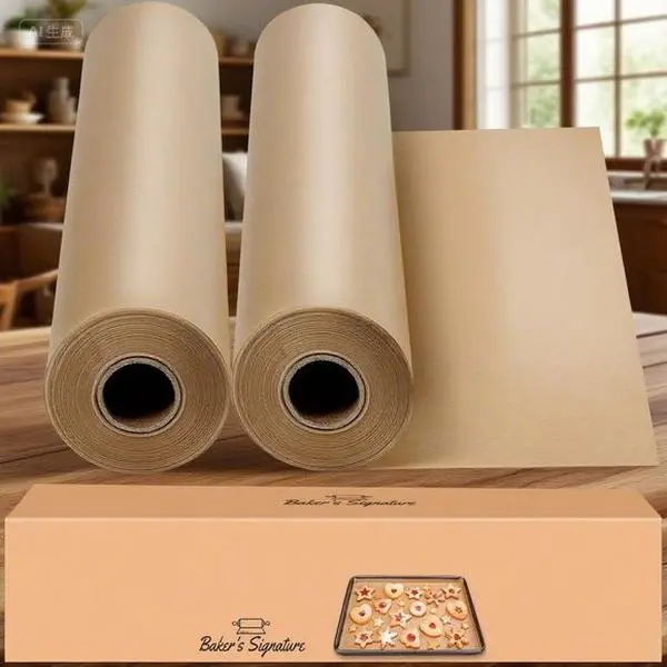 Unbleached Brown Parchment Paper Roll Bakeware Set - 15 in x 210 ft with Cutter, 520 Sq.Ft, Sturdy Non-Stick Oven-Safe, Tear-Resistant Kitchen Essential for Cooking, Grilling, Cake