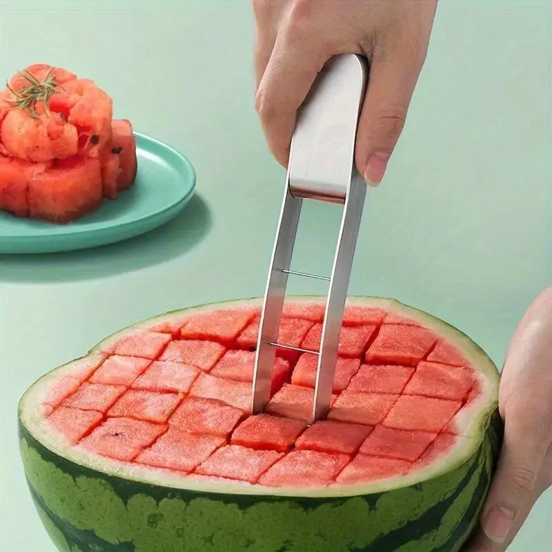 Stainless Steel Watermelon Cutter, 1 Count Watermelon Slicer, Vegetable Fruit Cutter, Kitchen Gadgets for Home Use, Kitchen Accessories, Home Supplies, Vegetable Fruit Utensils