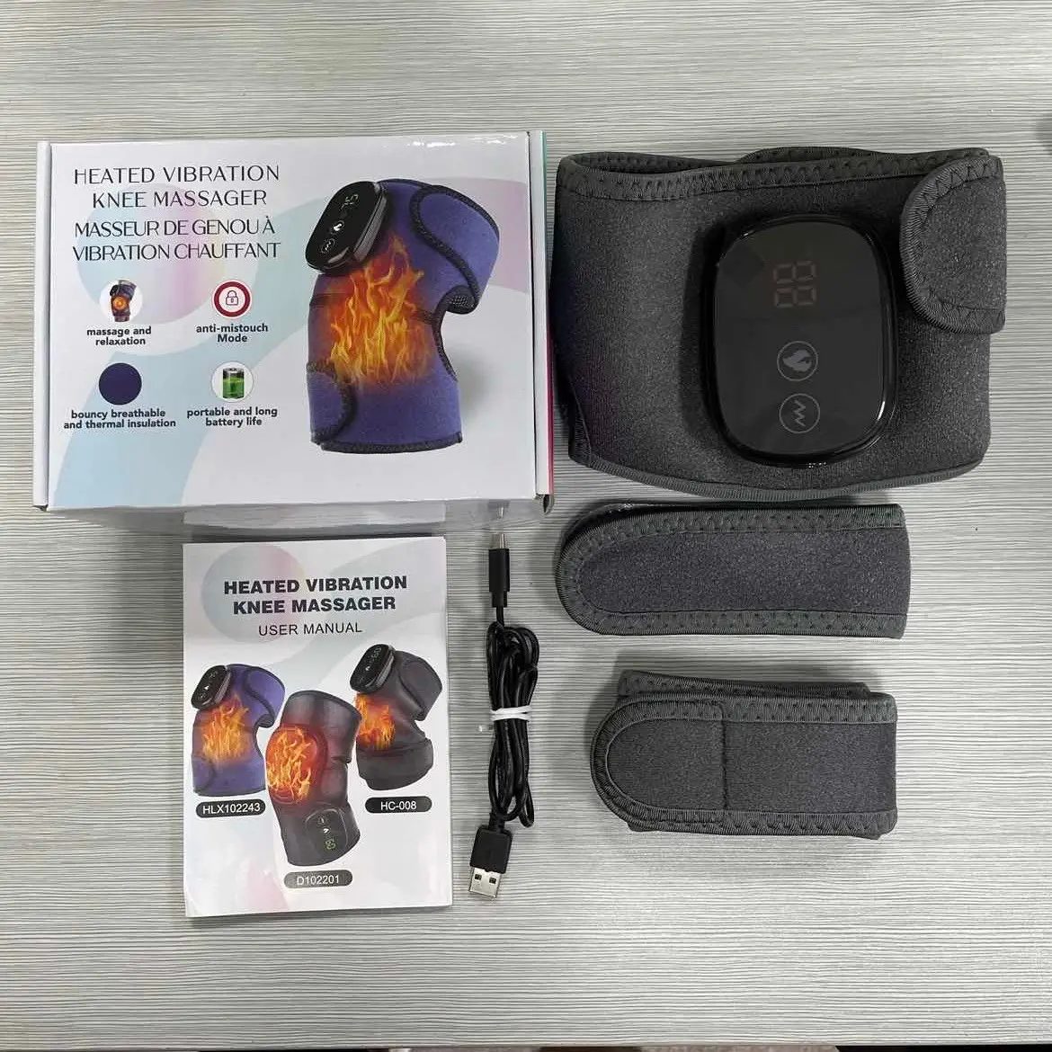 Touch screen vibration heating  knee pads