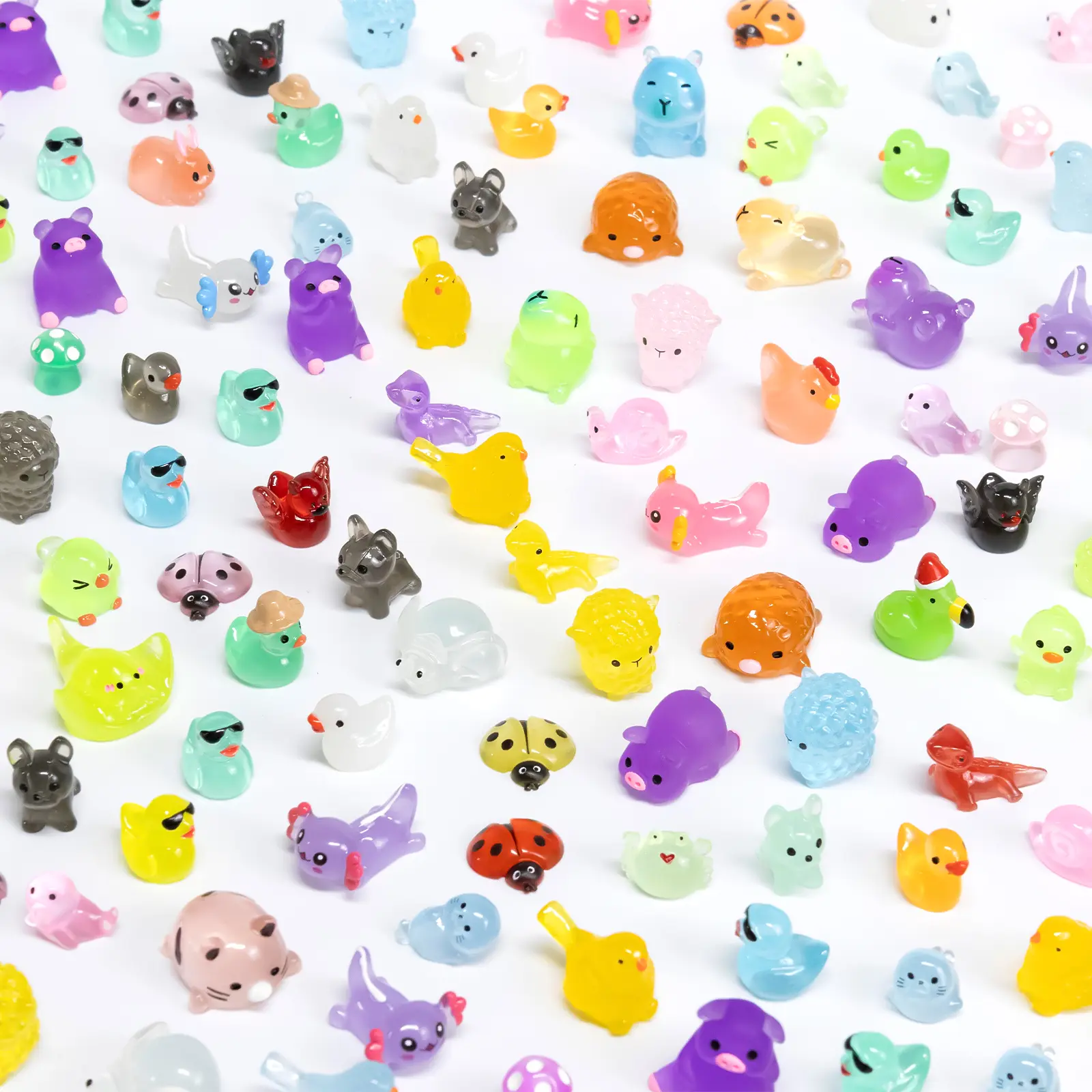30/50/100 Pcs Mystery Bag Easter Day Gifts for Kids: Mini Resin Animals Glow in the Dark Figurines, Mini Figures Blind Bags for DIY Crafts, Fairy Garden Decor, Dollhouse Accessories, Party Favors,summerwins