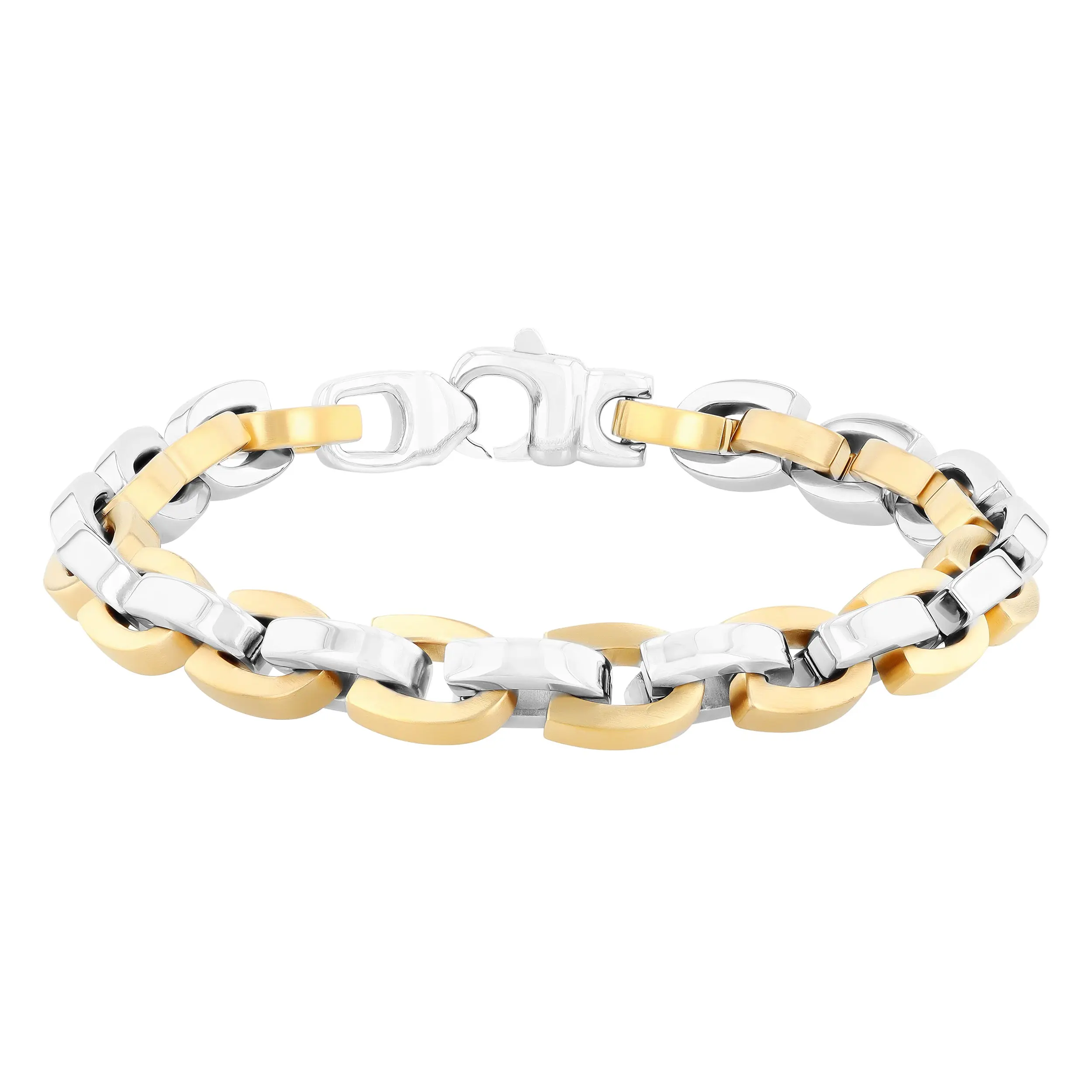 Stainless Steel U-Link Bracelet, Fashion Chain Jewelry Bracelets & Bangles, Everyday Wear, Polished Look, Two-Tone Links