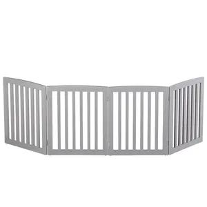 Indoor Wood Pet Folding Gate Fence - 4-Panel Gray Freestanding Lightweight Folding Frame, Solid MDF, for Indoor Entryway Use,summerwins