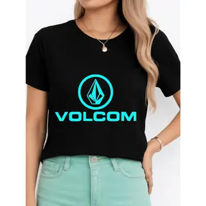 Volcom Logo T Shirt Black Casual Wear Personalized Unisex Women's Top All Season Comfortable Breathable Short Sleeve Tee Suitable For Any Outfit Made In Usa