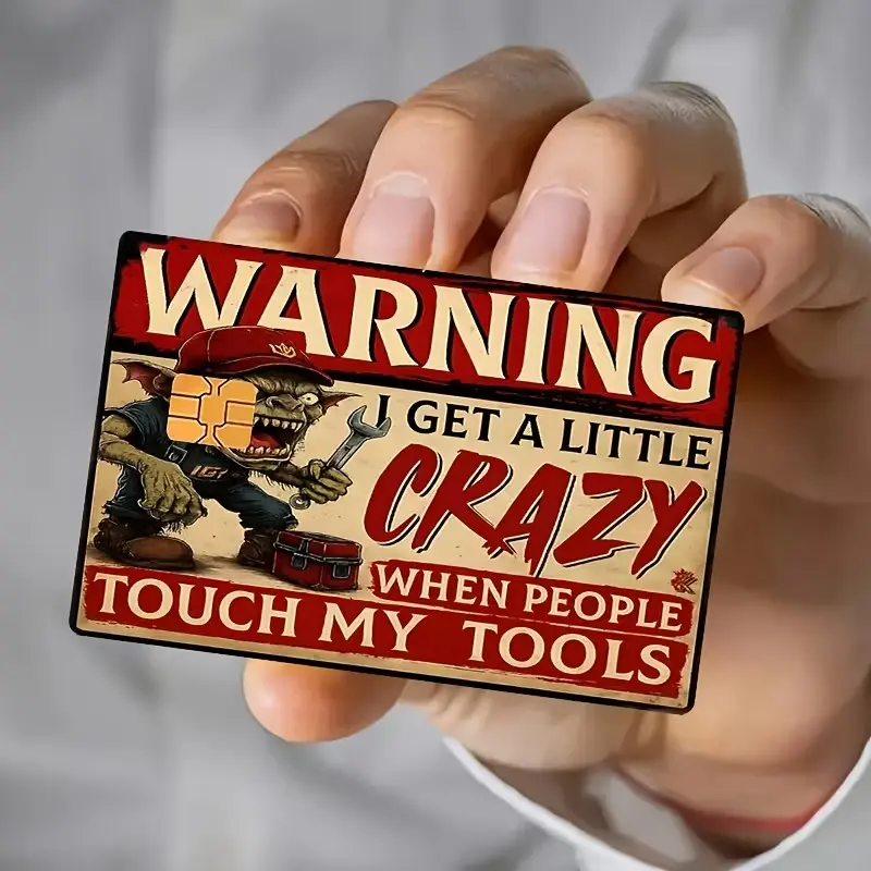 "Warning I Get A Little Crazy When People Touch My Tools" Credit Card Skin - Funny Mechanic Garage Debit Card Sticker Pre-Cut for Chip