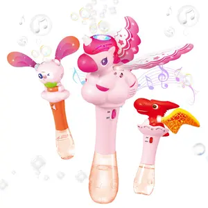 Cute Dinosaur Bubble Machine with 100ML Liquid, One-Button Operation, Sound Light Effects, Leakproof Design, Outdoor Parent-Child Toy