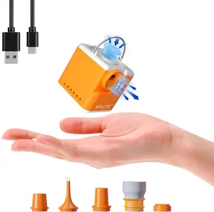 Portable Air Pump for Inflatables, 4.5kPa Ultra Powerful Mini Air Mattress Pump with Camping Light & Nozzles, 2400mAh Electric Rechargeable Air Pump for Camping, Pool Float, Vacuum Storage Bags