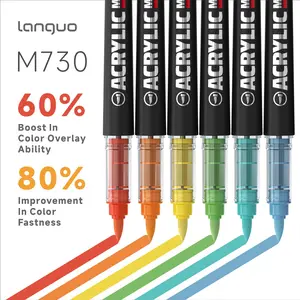 Langguo Super Stackable Pro Acrylic Markers with Large Capacity Ink, Soft Tip, 1-5mm Adjustable Width for Painting, Writing, Marking, DIY... Fabric Storage Bag Design for Easy Storage and Portability, Handheld or Crossbody Carry