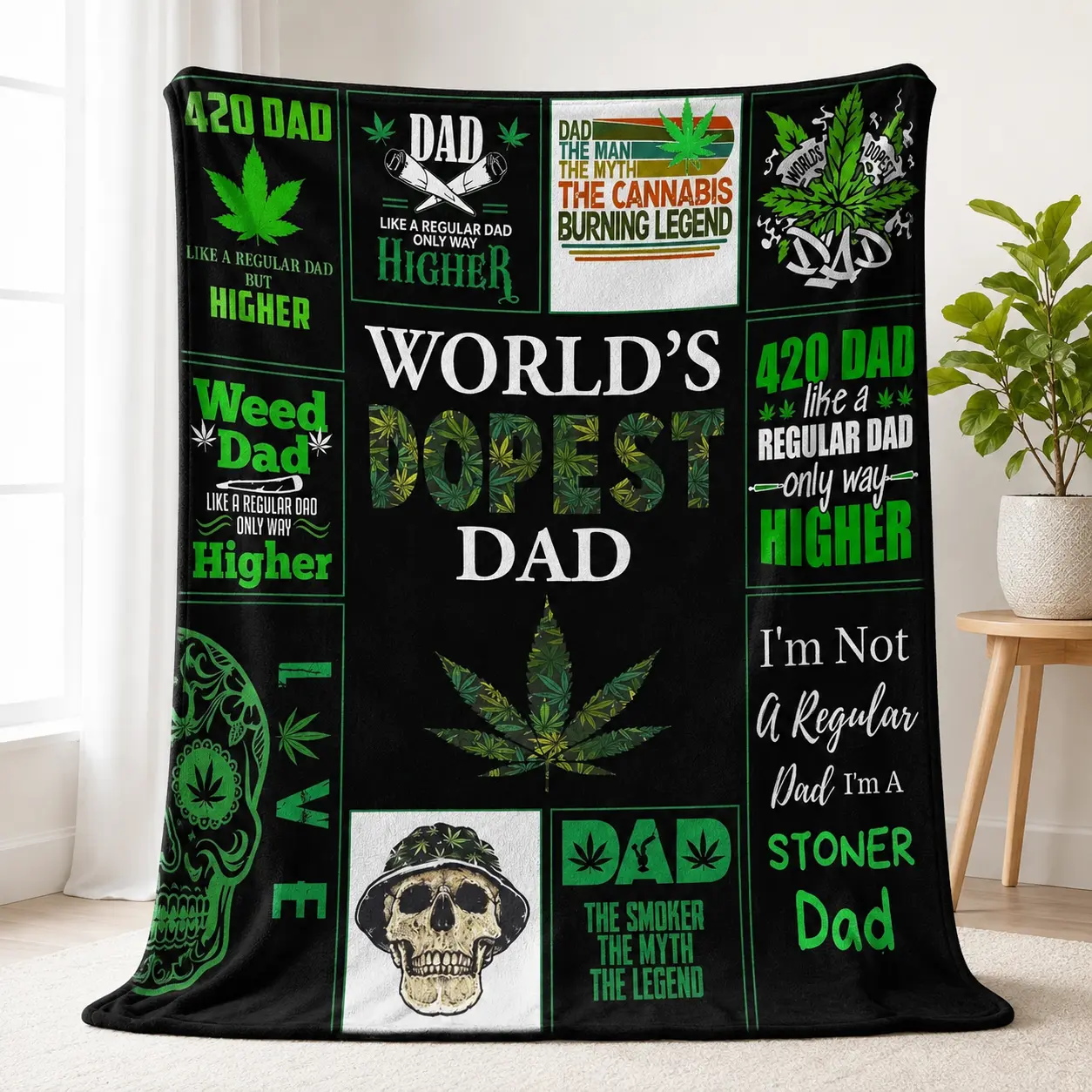 Gift for Dad Printed Flannel Blanket Ultra Soft Cozy Plush Throw Blanket Four Seasons Air Conditioning Sofa Blanket Lightweight Bedding Blanket for Bed Couch Office Travel Home Decor Dad Birthday Gift