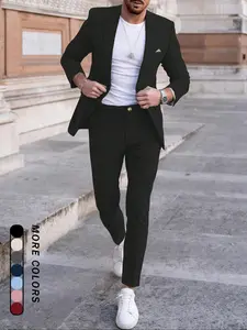 Spring Summer British Style Suit Set, Slimming Fit, High Waist Design, Perfect for Men, Stylish Business Attire, Comfortable Fabric, Ideal for Work