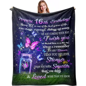 Sweet 16 Gifts for Girls, 16th Birthday Gifts for Girls, Sweet Sixteen Gifts for Girl, 16 Year Old Girl Birthday Gift Ideas, Presents for 16th Birthday Decorations Flannel Blanket
