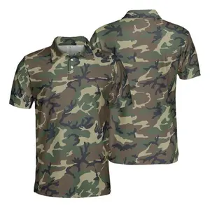 M81 Woodland Camo Performance Golf Polo for Men – Tactical Camouflage Breathable Golf Shirt