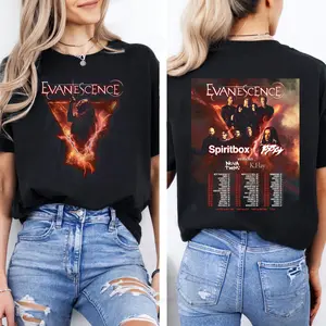 Evanescence World Tour 2026 Two-Sided T-Shirt – Emo Rock Band Merch Oversized Streetwear