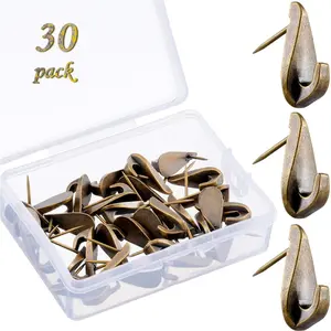 30 count 20 Lbs Pin Hooks Push Pin Hangers Teardrop Style Picture Hooks Metal Picture  Nails for  Office Wooden Fabric Wall(Bronze)