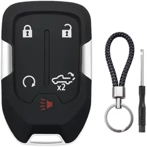 Key Fob Case Replacement for Chevy Silverado & GMC Sierra 2019–2022 – 5 Button Smart Key Cover, Easy Install