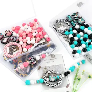Beads & Accessories DIY Kit, Beads Set, Diy Mix Beads, Silicone Beads & Accessories, DIY Beading Accessories Handmade Jewelry Making Supplies for Bracelet & Necklace & Keychain Making