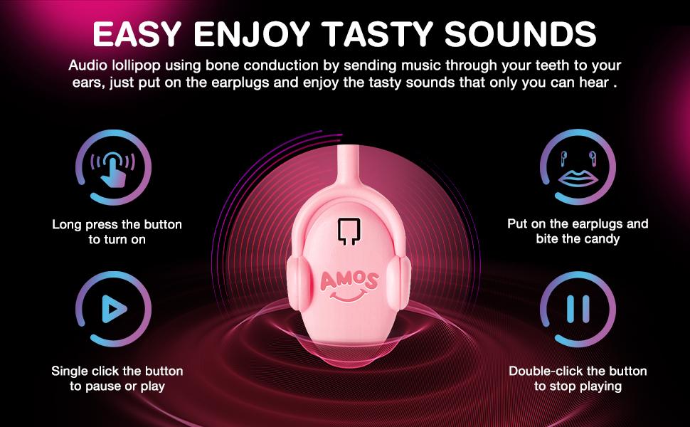 Amos TastySounds Music Lollipops Sugar-Free Audio Candies with Bone Conduction Tech Strawberry Blueberry Watermelon Snack Perfect Party Favor Amos TastySounds Music Lollipops Sugar-Free Audio Candies with Bone Conduction Tech Strawberry Blueberry Watermelon Snack Perfect Party Favor