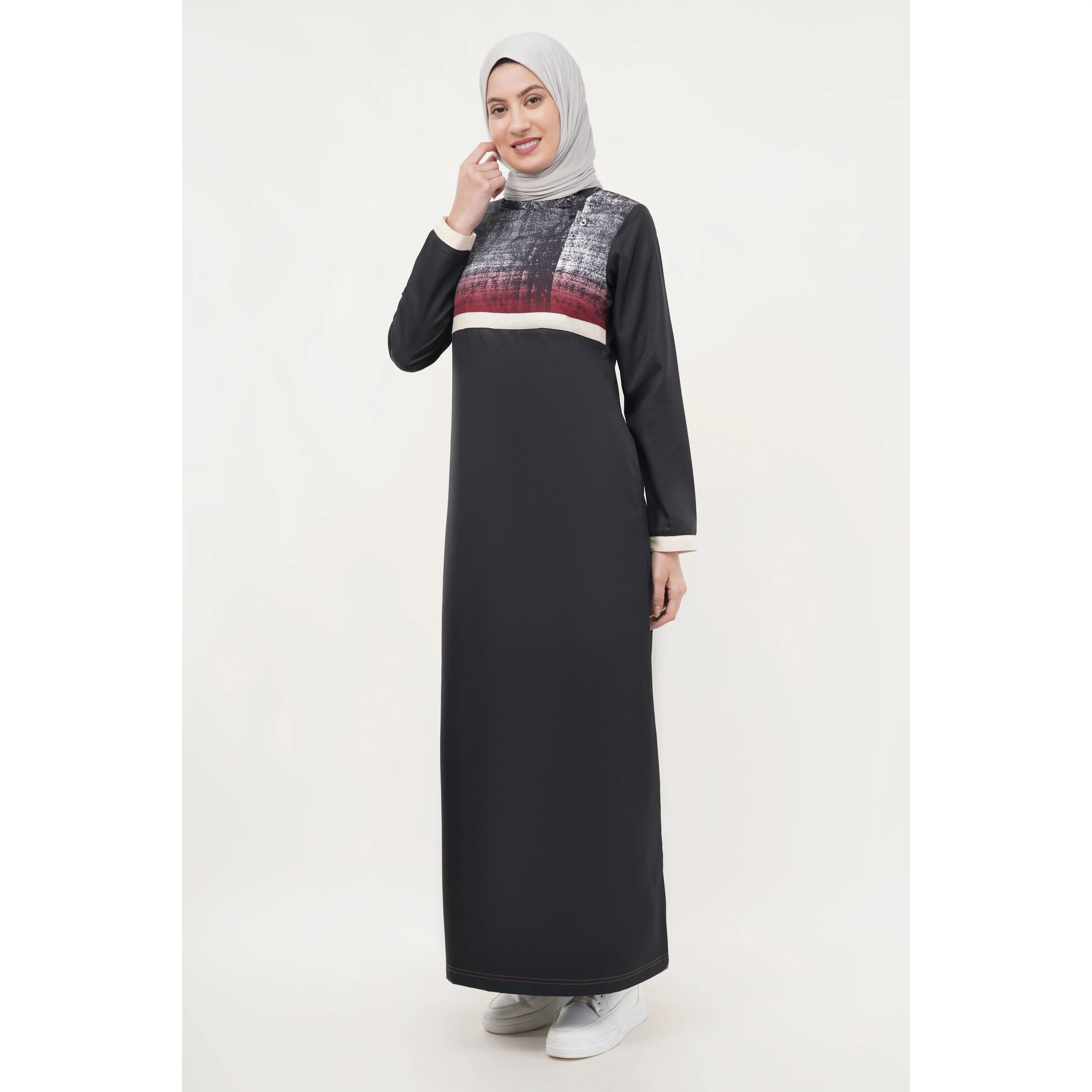 Chic Contrast Midnight Black Jilbab