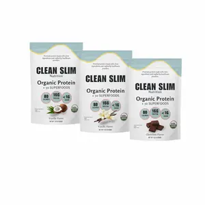 Clean Slim Nutrition Organic Protein Powder - 16g Protein, 80 Calories, 50 Superfoods, Plant-Based, 30-Serving, Dietary Supplement