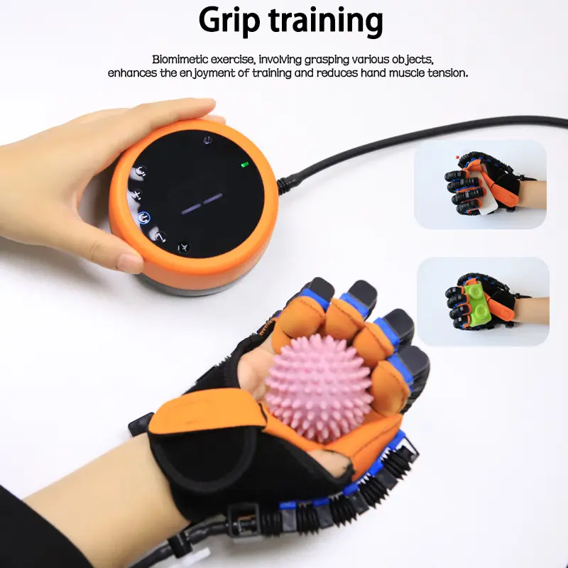 Stroke Rehabilitation Therapy Glove, Hemiplegic Hand & Finger Training Tool with Impulse Massage for Grip, Flexion & Extension Exercises, Home Use Healthcare Nursing Aid