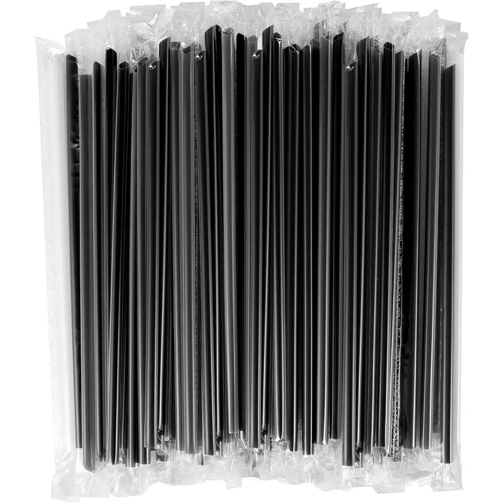 Individually Wrapped Disposable Plastic Straws, 7.5 in Long X 0.23 in Diameter