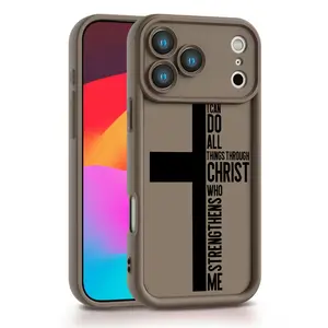 Cross & Scripture Design Phone Case Inspirational Philippians 4:13 Verse Featuring A Thickened Soft Tpu Back And Raised Camera Step Design Blending Cloud-Like Comfort With Reliable Lens Protection For iPhone 17 16 15 14 13 12 11 X XS