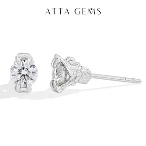 2025 Design Sense Classic Snke Shape D Color Round Cut 0.5CT Synthetic Moissanite Stud Earrings for Women 925 Sterling Silver Anniversary Party Unique Gift Fine Jewelry E056