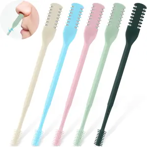 5Pcs 2-in-1 Nasal Hair Cutter, Double Sided Nose Hair Cutter, Portable 360° Rotating Manual Nose Hair Trimmer for Men and Women, Colorful